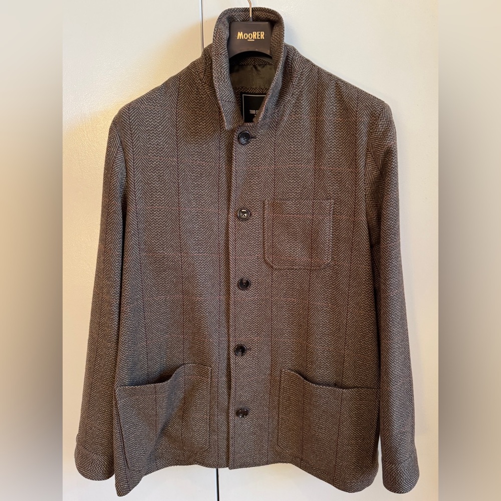 Todd Snyder Brown Herringbone Shirt Jacket